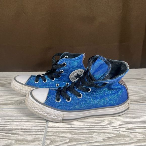 Converse Chuck Taylor Al-Star Sparkle Blue High-Top Sneaker Shoe Sneaker Kids 11 - Picture 4 of 9